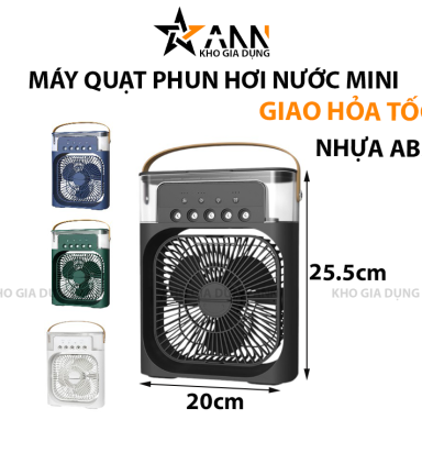 Quạt Phun Hơi Nước Có Đèn Hình Vuông Quạt Để Bàn Mini 600ml 20x25.5x8.5cm - QPNHS01
