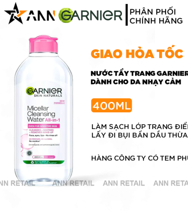Nước Tẩy Trang Garnier Nắp Hồng Micellar Cleansing Water Cho Da Nhạy Cảm 400ml - 6928820029589
