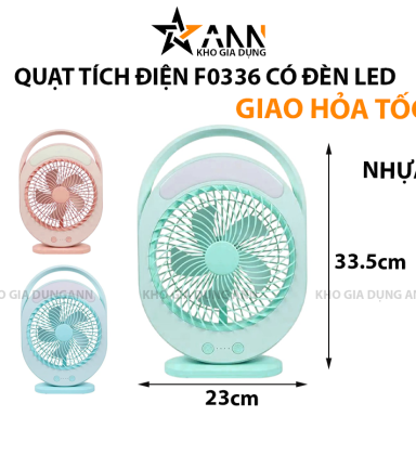 Quạt Tích Điện F0336 Có Đèn Led - QTDCDLF0336