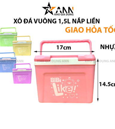 Thùng Đá Vuông Giữ Nhiệt Bibi Nắp Liền 1.5L 17x14.5x13cm - TDVGNBIBI01