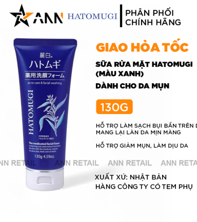 Sữa Rửa Mặt Ý Dĩ Hatomugi Acne Care & Facial Washing Dành Cho Da Mụn 130g - 4513574031302