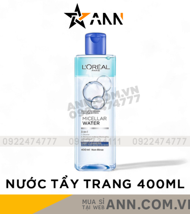 Nước Tẩy Trang Loreal Paris Màu Xanh Đậm Sạch Sâu Micellar Water Deep Cleansing 400ml - 6902395498919