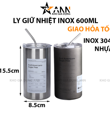 Ly Giữ Nhiệt Inox Iced Americano 600ml 15.5x8.5x8.5cm - LGNIN02