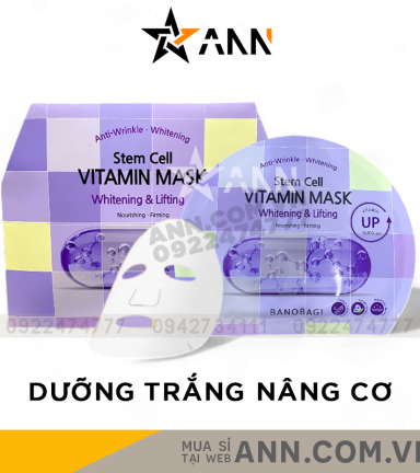 Mặt Nạ Banobagi Màu Tím Stem Cell Vitamin Mask Whitening Lifting Hộp 10 Miếng - 8809486365298