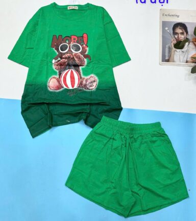 Đồ bộ quần đùi áo tay ngắn 2 màu in hình chú chó - DBO5039