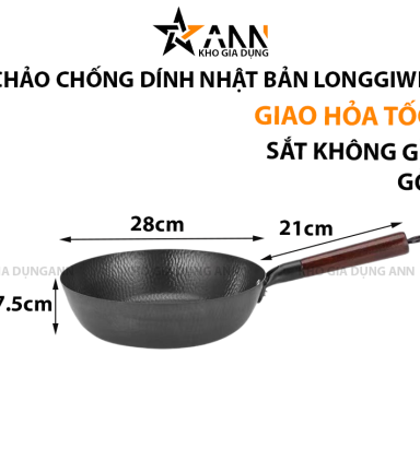 Chảo Chống Dính Nhật Bản Longziwei Size 28 Dùng Được Mọi Loại Bếp 48x28x7.5cm - CCDNB01