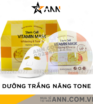 Mặt Nạ Banobagi Màu Vàng Stem Cell Vitamin Mask Whitening Tone Up Hộp 10 Miếng - 8809486365328