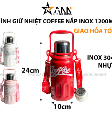 Bình Giữ Nhiệt Coffee Có Quai Đeo Xách 1200ml 24x10x10cm - BGNCC01