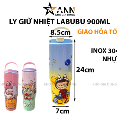 Ly Giữ Nhiệt Labubu Loang Màu Có Quai Xách 900ml - BGNLBB02