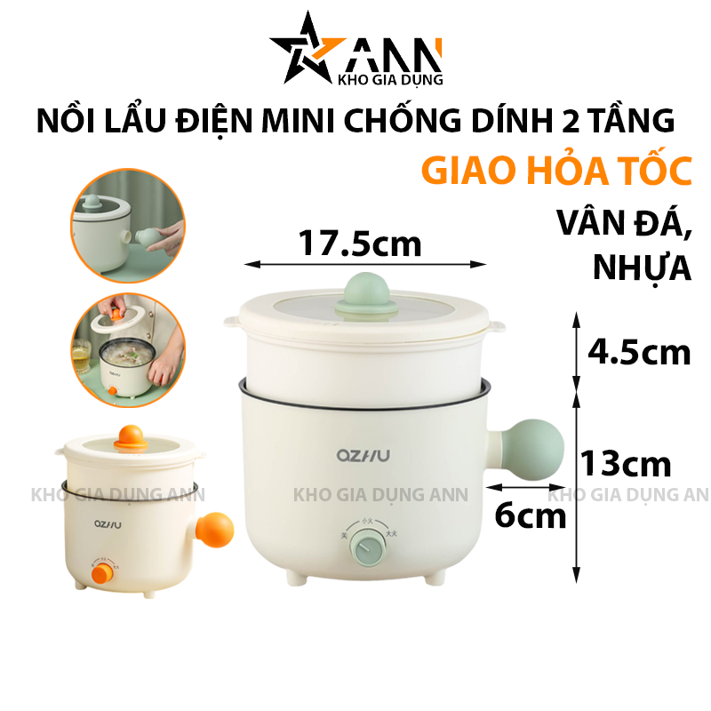 25238_197_20250320111304-1.png Nồi Lẩu Điện Mini 2 Tầng Đa Năng Kèm Giá Hấp Có Tay Cầm 1.8L 17.5x17.5x27cm - NLDMN2T