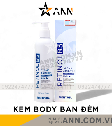 Kem Body Prettyskin Màu Xanh Ban Đêm Retinol B5 Alpha Arbutin Body Lotion 250ml - 8809733216380