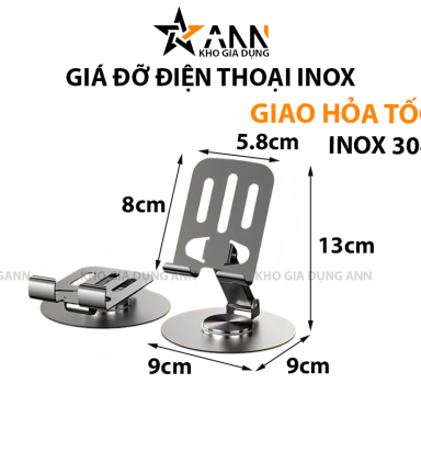Giá Đỡ Điện Thoại Máy Tính Bảng Inox Xoay 360 Độ - GDDTIN