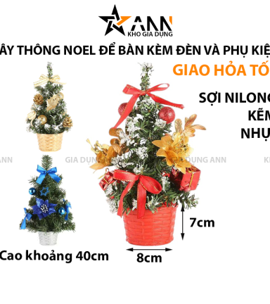 Cây Thông Noel Để Bàn Trang Trí Giáng Sinh Kèm Đèn Và Phụ Kiện 40cm - CTNDB01
