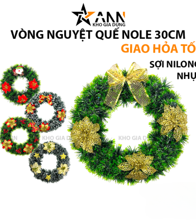 Vòng Hoa Nguyệt Quế Noel Trang Trí Tường Cửa Giáng Sinh 5 Mẫu Size 30cm - VHNQ01