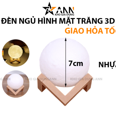Đèn Ngủ Hình Mặt Trăng 3D - Đèn Trang Trí Phòng Ngủ Kèm Đế 10x8.5x8.5cm - DNMT