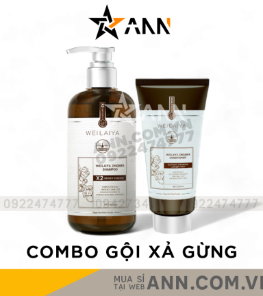 Combo Dầu Gội Xả Gừng Weilaiya Màu Nâu Zingiber X2 Ginger Essence Giúp Làm Sạch Gàu - GOIXAW03