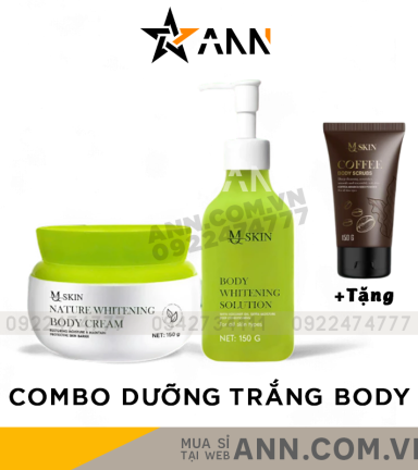 Combo Kem Ủ Trắng và Kem Body Dưỡng Trắng Sữa Dừa MQ Skin Nature Whitening Body 150gr - Tặng Tẩy Tế Bào Chết Cà Phê - BODYDUAMQSKIN