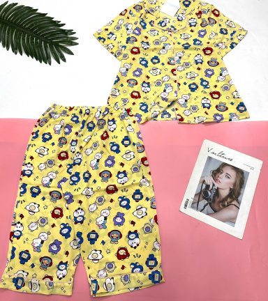 Đồ bộ mango pijama quần lửng áo tay ngắn nhiều hình khác nhau - DBO5071