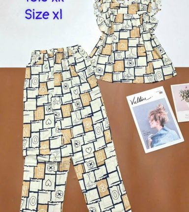 Đồ bộ vải tole áo sát nách quần lửng nhiều hoạ tiết size xl - DBO5074