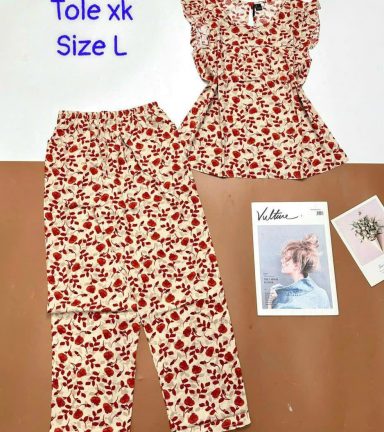 Đồ bộ vải tole áo sát nách quần lửng nhiều hoạ tiết size l - DBO5075