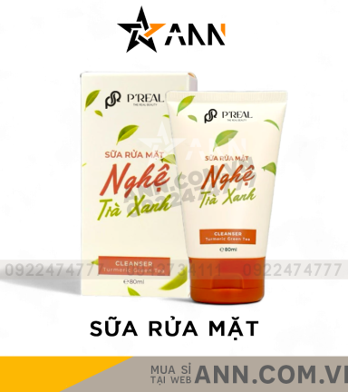 Sữa Rửa Mặt P'Real Sica White Nghệ Trà Xanh Turmeric Green Tea Cleanser 80ml - 8936226110327