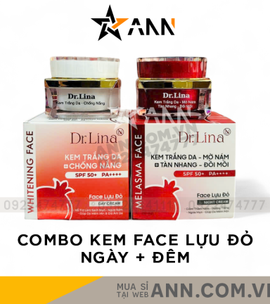 Combo Kem Face Dưỡng Trắng Da Mặt Dr.Lina Lựu Đỏ Ngày Đêm 25g Hỗ Trợ Trắng Da Mờ Nám - CBKFLD