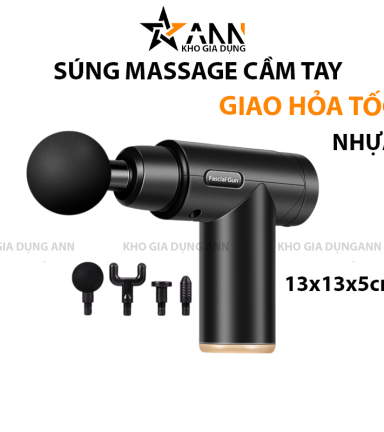 Súng Massage Cầm Tay 802 - Máy Mát Xa Toàn Thân 4 Đầu Rung - Sạc Pin 13x13x5cm - SMSCT