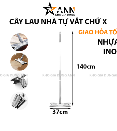 Cây Lau Nhà Tự Vắt Chữ X Xoay 360 Độ 140x37cm - CLNTVCX