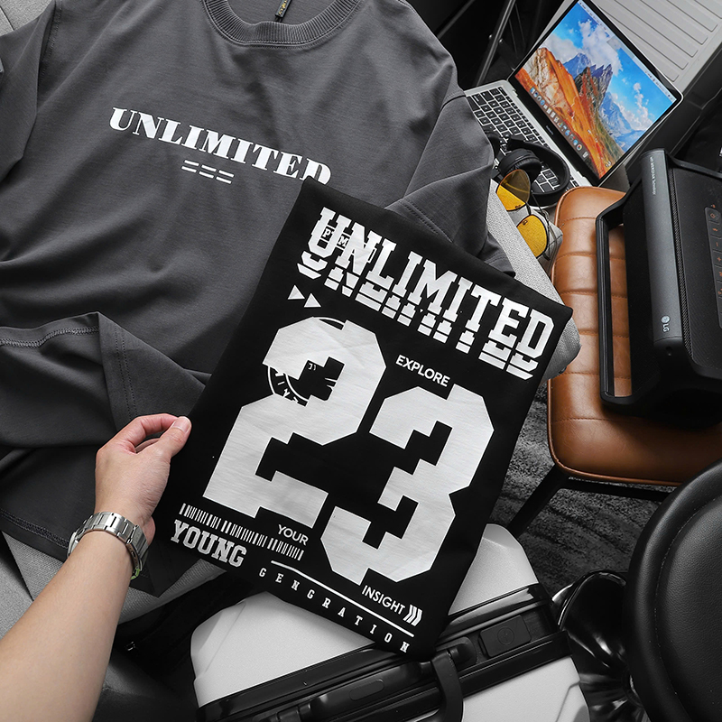 25362_z5896028209933-0790080b3fe557c210f95d51fd439e09_20241005145041-1.jpg Áo Thun Nam Cổ Tròn Pack Hourse In Chữ Unlimited 23 - Có Big Size 100kg - AB522