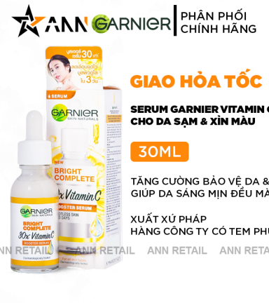 Serum Garnier Dưỡng Sáng Da Skin Naturals Bright Complete 30x Vitamin C Booster Serum 30ml - 8994993011421