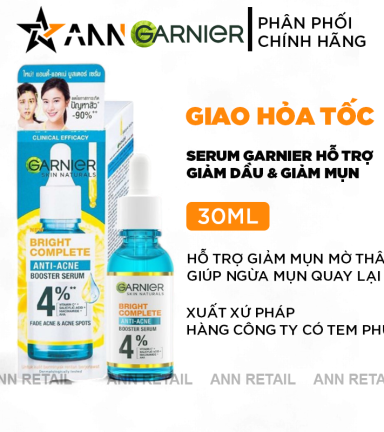 Serum Garnier Giảm Mụn Sáng Da Skin Naturals Bright Complete Anti-Acne Booster Serum 30ml - 8994993018390