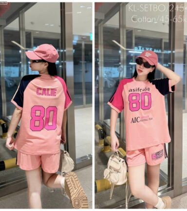 Đồ bộ quần đùi áo tay ngắn in hình số 80 - DBO5079