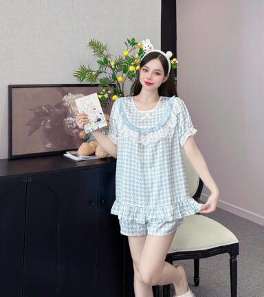 đồ bộ lcổ tròn tay bèo phốii ren dễ thương - DBO5086