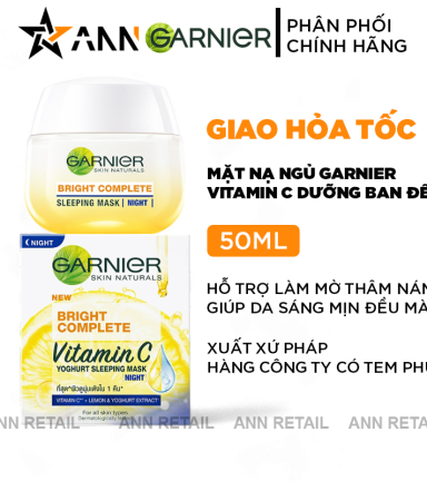 Mặt Nạ Ngủ Garnier Ban Đêm Bright Complete Vitamin C Yoghurt Sleeping Mask 50ml - 8992304005206