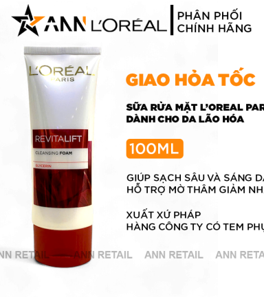 Sữa Rửa Mặt Loreal Paris Chống Lão Hoá Revitalift Cleansing Foam 100ml - 8991380232162
