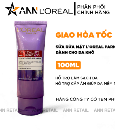 Sữa Rửa Mặt Loreal Paris Cấp Ẩm Da Revitalift Hyaluronic Acid 100ml - 8994993016013