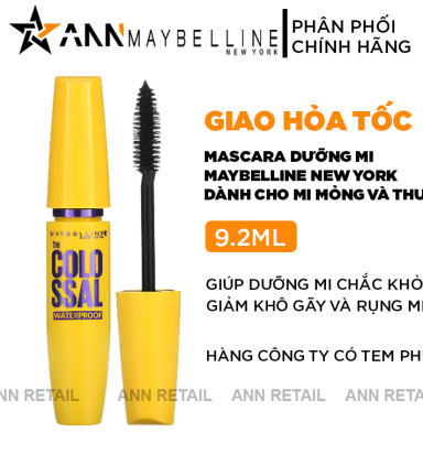Mascara Dưỡng Dài Mi Maybelline Màu Vàng Colossal Waterproof 9.2ml - 6902395743750