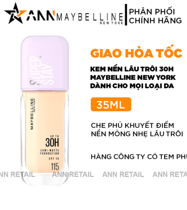 Kem Nền Maybelline New York Nắp Tím Lâu Trôi Super Stay Up To 30H SPF16 35ml - 6902395970057