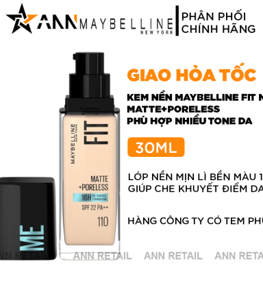 Kem Nền Maybelline New York Fit Me Matte + Poreless 16H SPF22 PA++ 30ml - 6902395774211