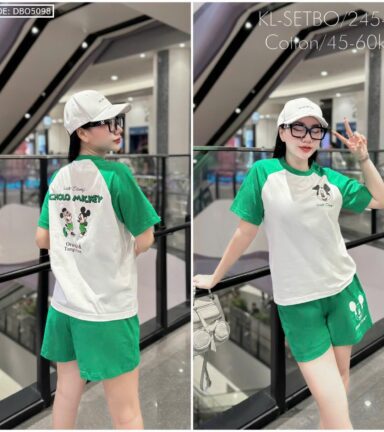 Đồ bộ quần đùi áo tay ngắn in hình chuột mickey - DBO5098