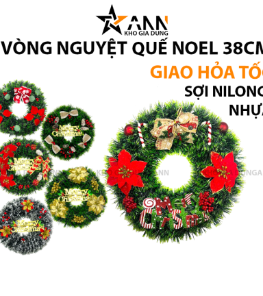 Vòng Nguyệt Quế Noel Trang Trí Tường Cửa Giáng Sinh 6 Mẫu Loại Đẹp Size 38cm - VHNQ02