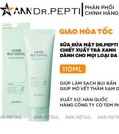 Sữa Rửa Mặt Dr.Pepti Hàn Quốc Herb Blending Chiết Xuất Trà Xanh 110ml phù hợp da dầu mụn, da nhạy cảm - 8809563060818