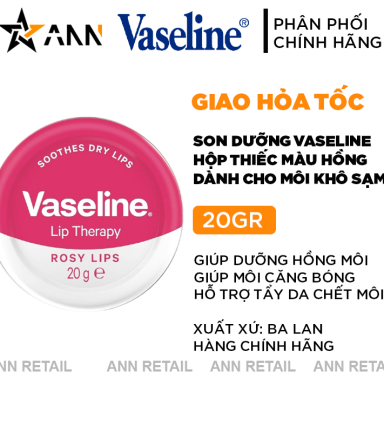 Son Dưỡng Môi Vaseline Hộp Thiếc Màu Hồng Lip Therapy Rosy Lips 20g - 50064861