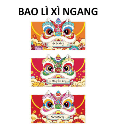 Combo 10 Bao Lì Xì Đầu Lân Ngang - LIXINGANG2025