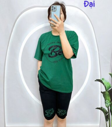 Đồ bộ quần lửng đen áo tay ngắn in chữ BE - DBO5119
