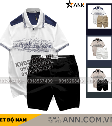 Set Bộ Nam Áo Thun Polo Pack Horse Họa Tiết Ngôi Làng Cổ Điển Quần Short Kaki Cao Cấp (Có Size 3x) - SBN127