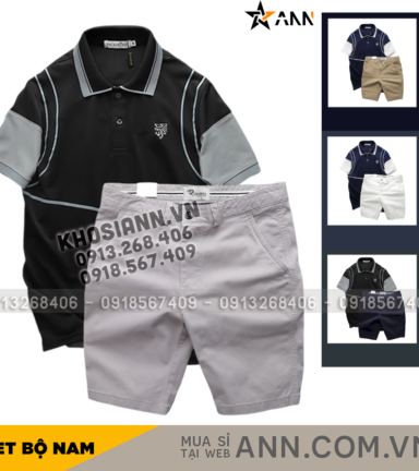 Set Bộ Nam Áo Thun Polo Pack Horse Logo Thêu Nổi In Chữ Trinity + Quần Short Kaki Cao Cấp - SBN128
