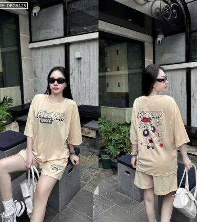 Đồ bộ quần đùi áo thun tay ngắn hình và chữ - DBO5125
