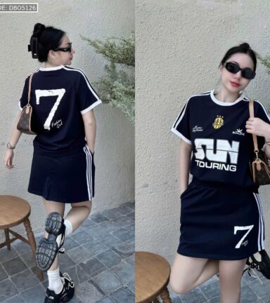 Đồ bộ áo thun chân váy thể thao in số 7 - DBO5126