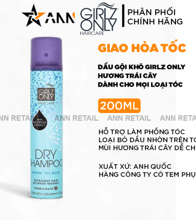 Dầu Gội Khô Girlz Only Màu Xanh 200ml - Dầu Gội Khô Hương Trái Cây - 5021320098657